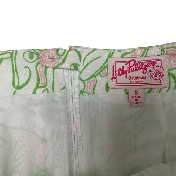 Lilly Pulitzer Originals Roslyn Skirt Pink Green Frog Lilly Pad Pattern 8 AS IS - Picture 4 of 8